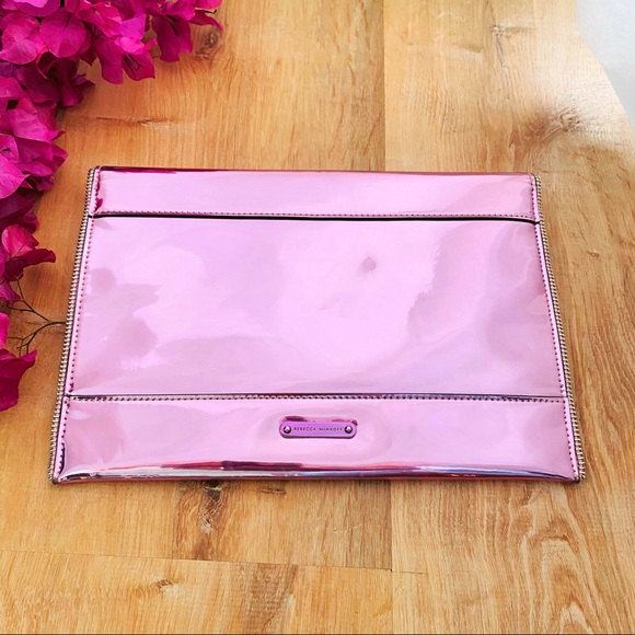 Rebecca Minkoff Leo Mirror Pink Metallic Clutch - Picture 14 of 14